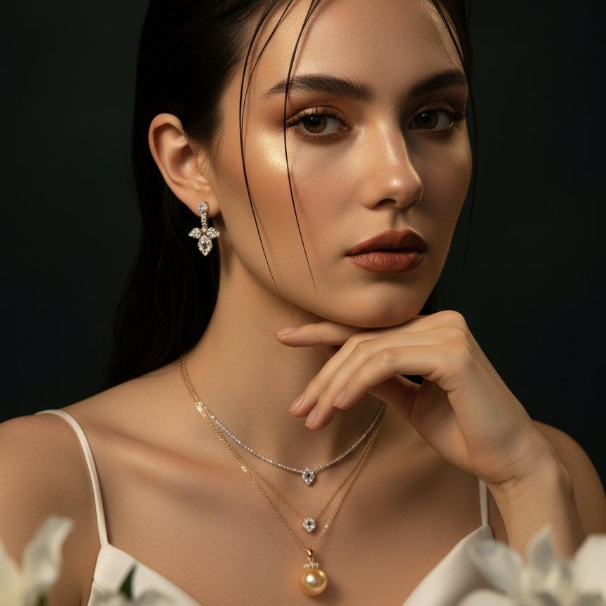 【Classipearls Unique design】South sea water golden Pearl, size 10-11mm, flawless surface, nearly round, set with 18k gold clasp, paired with an S925 necklace