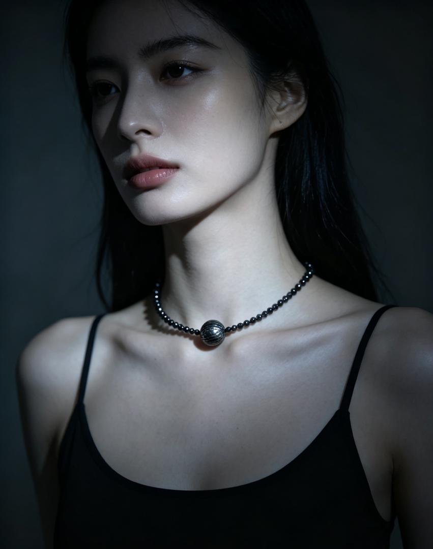 11-12mm Tahitian Dragonscale Black Spinel Necklace