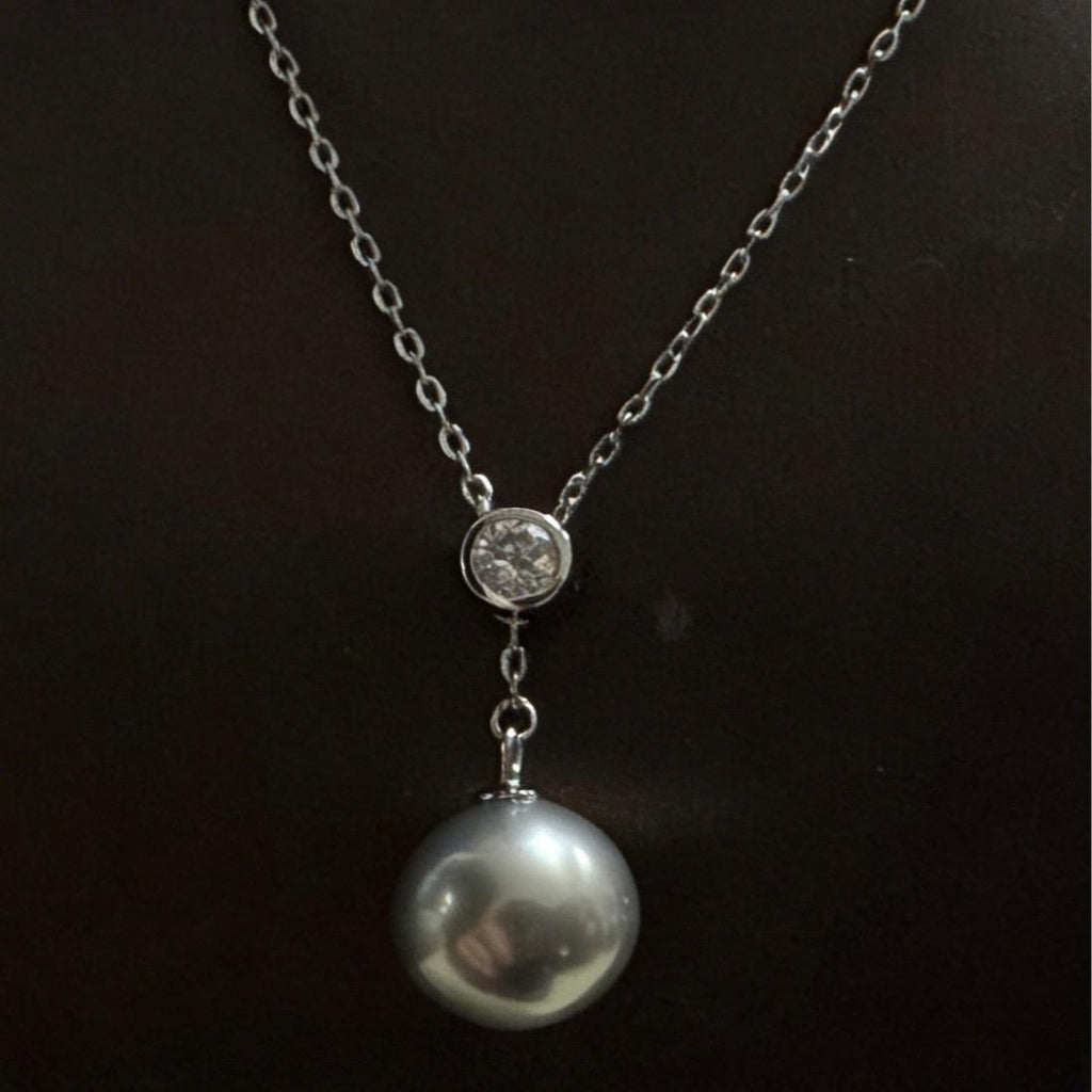 【Classipearls Unique design】Platinum Grey Tahiti size 10-11mm, with a flawless surface and nearly circular body S925 Y-shaped chain beads that can be adjusted in position