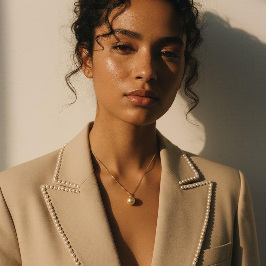 【Classipearls Unique design】South sea water golden Pearl, size 11-12mm, flawless surface, all round, set with 18k gold clasp, paired with an S925 necklace