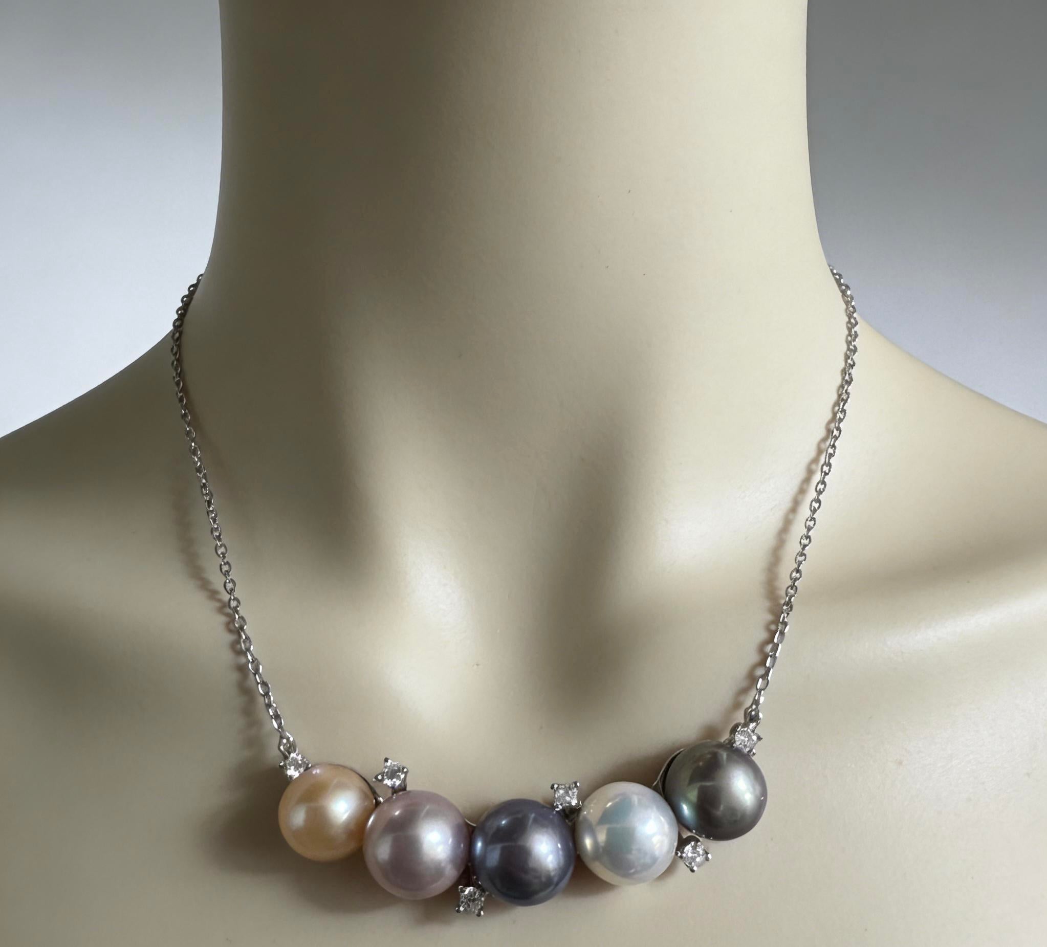 【Classipearls Unique design】8-9mm Five colored bead necklace and S925 necklace
