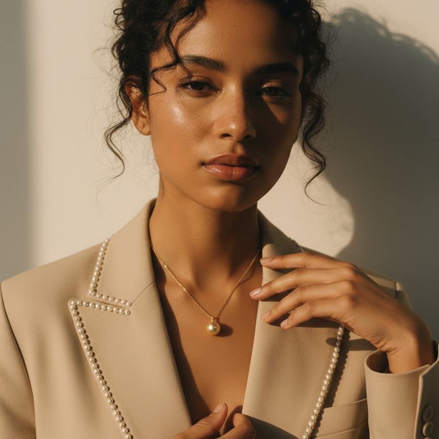 【Classipearls Unique design】South sea water golden Pearl, size 11-12mm, flawless surface, all round, set with 18k gold clasp, paired with an S925 necklace