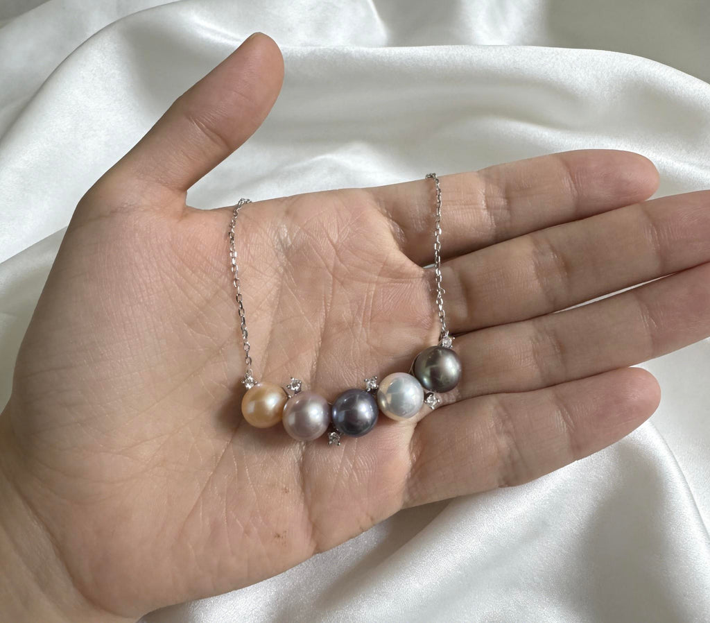 【Classipearls Unique design】8-9mm Five colored bead necklace and S925 necklace